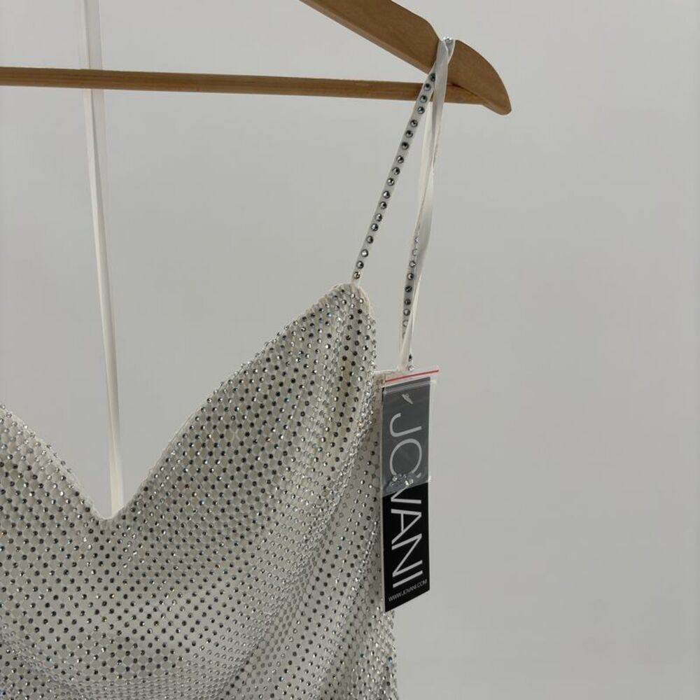 Jovani Solid Net Gown - Picture 2 of 7